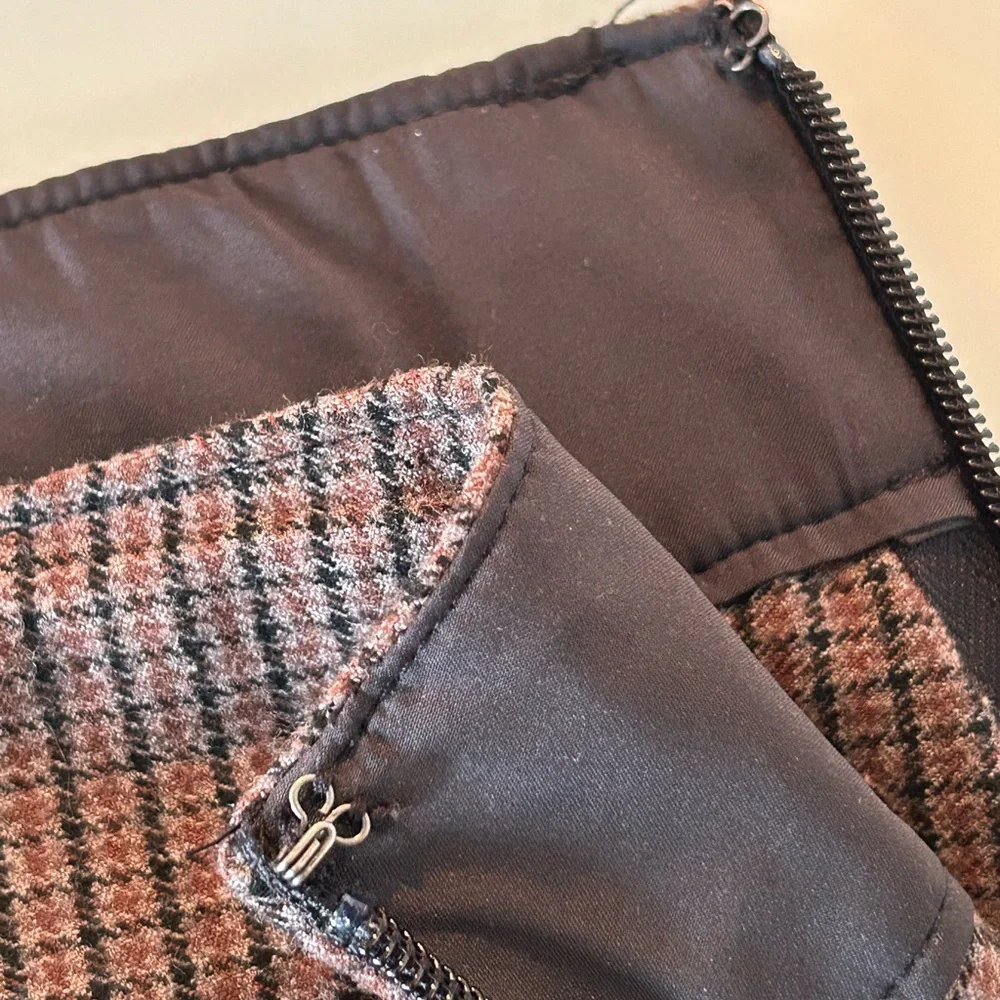 Abercrombie & Fitch Tweed Brown A-Line Mini Skirt - M - Picture 7 of 14